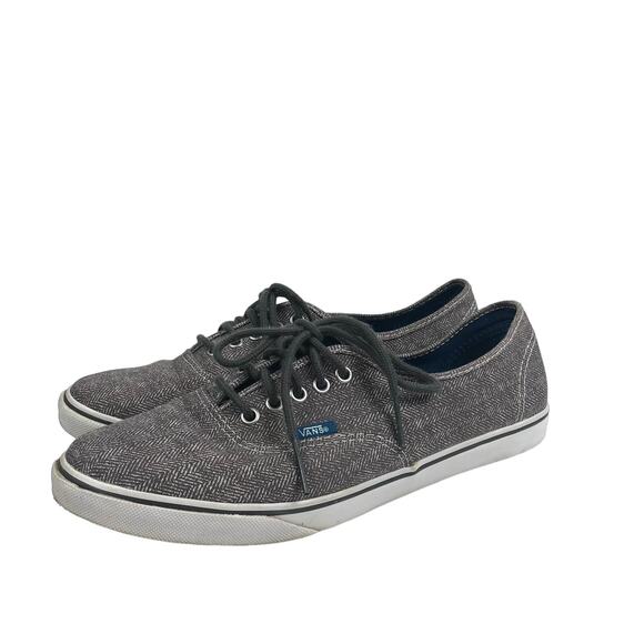 Vans Grey Herringbone Low Top Lace Up Sneaker Sz. Men’s 8 Women’s 9.5 - Picture 1 of 11